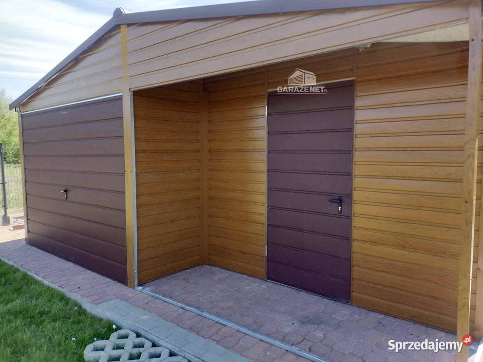 GARAŻ BLASZANY 6m x 6m DWUSPAD BRAMA DRZWI OKNO Łapanów