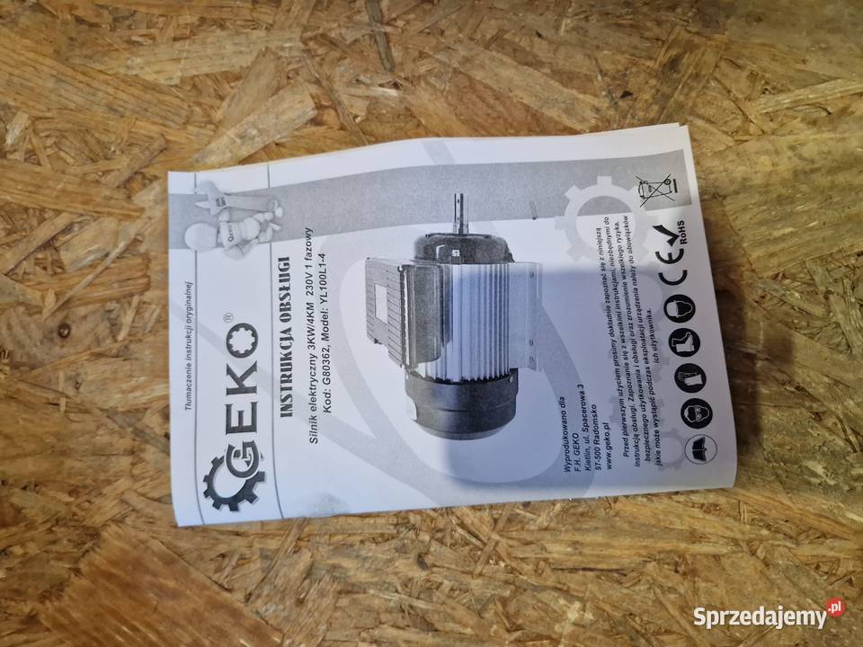 SILNIK ELEKTRYCZNY 230V 3kW 4 JEDNOFAZOWY Głogowa
