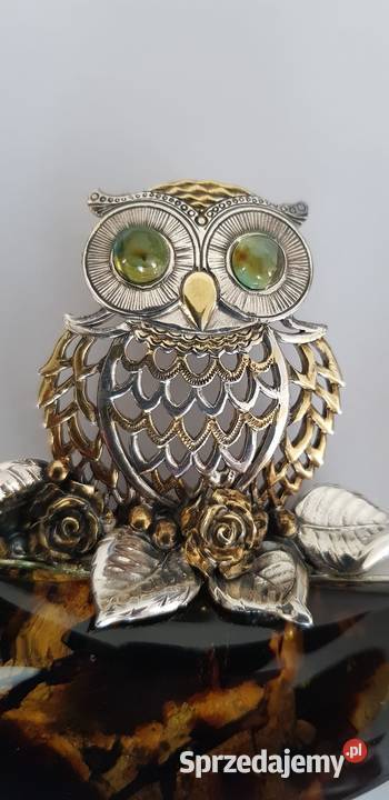 Sowa 925 i bursztyn bałtycki Kraków
