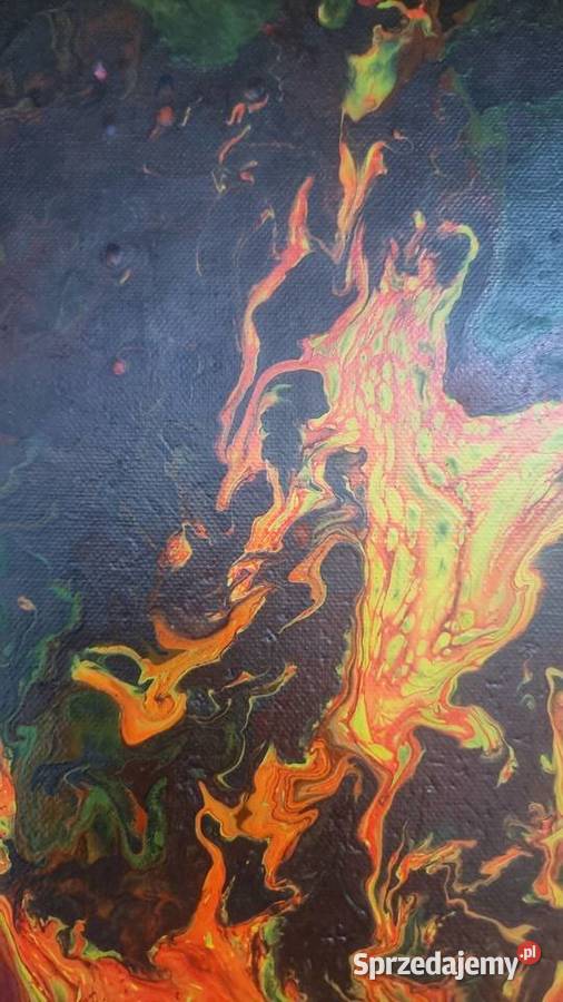 Obraz Płonące Serce ręcznie malowany pouring Ciechanów