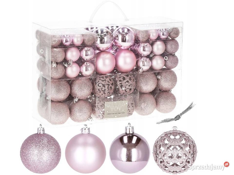 BOMBKI CHOINKOWE ZESTAW XXL 100 RÓŻOWE WZORY Łódź