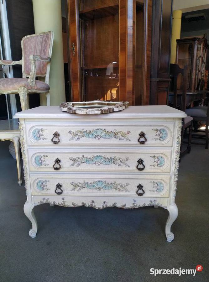 Francuska komoda Ludwik ecru z lustrem