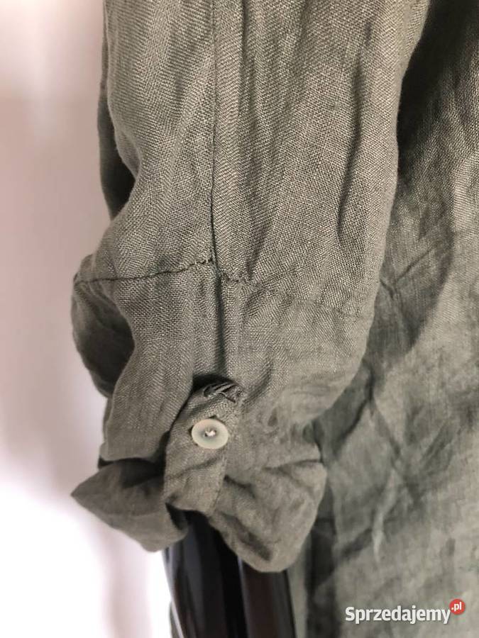 Lniana koszula khaki lniana koszula na guziki Lubań