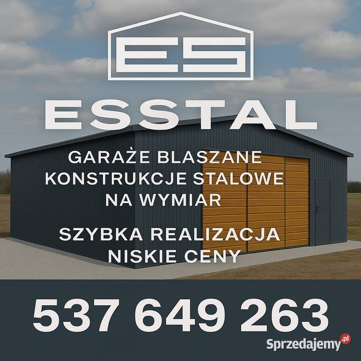 Garaż Blaszany z Bramą Wjazdową Wiata na Maszyny 303zł/m2 Łask sprzedam