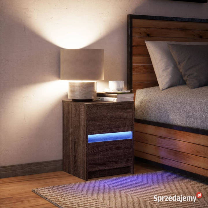 Szafka nocna z LED kolor brązowy dąb materiał sprzedam