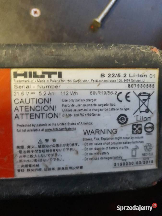 Ładowarka hilti do baterli 250 zl Bochnia