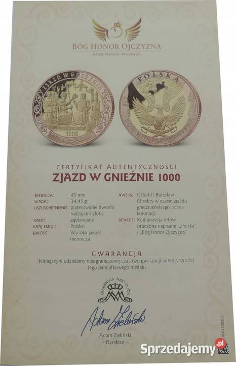 NUMIZMAT BÓG HONOR OJCZYZNA K2411 Warszawa