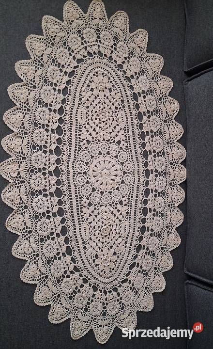 Serweta obrus szydełkowana beżowy śląskie Chorzów