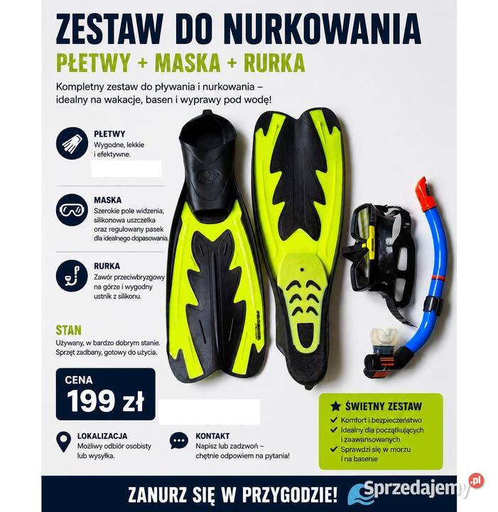 ZESTAW DO NURKOWANIA płetwy maska rurka Nurkowanie Bielany Wrocławskie