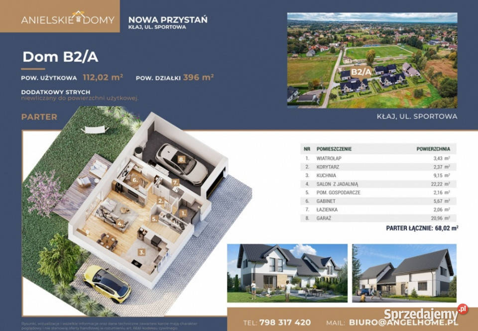 Nowa inwestycja w Kłaju Dom z garażem 117m2ogród Kłaj