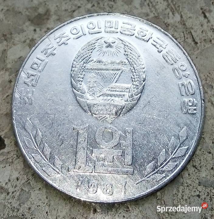 KOREA PÓLNOCNA 1 WON 1987 r LUDOWA BIBLIOTEKA Legionowo
