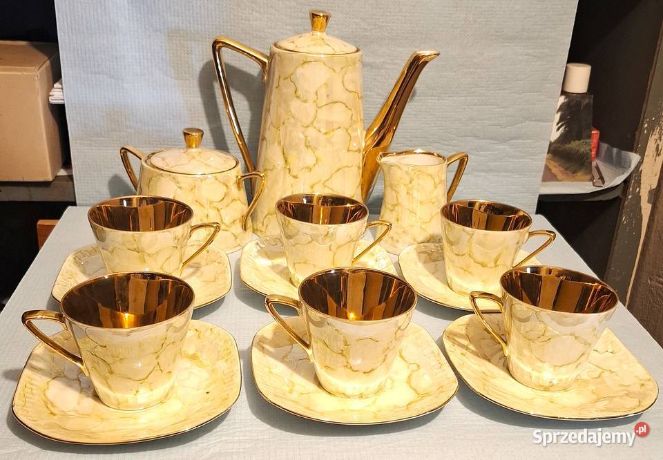 Porcelanowy Zestaw do Kawy Herbaty Marmurek Gliwice