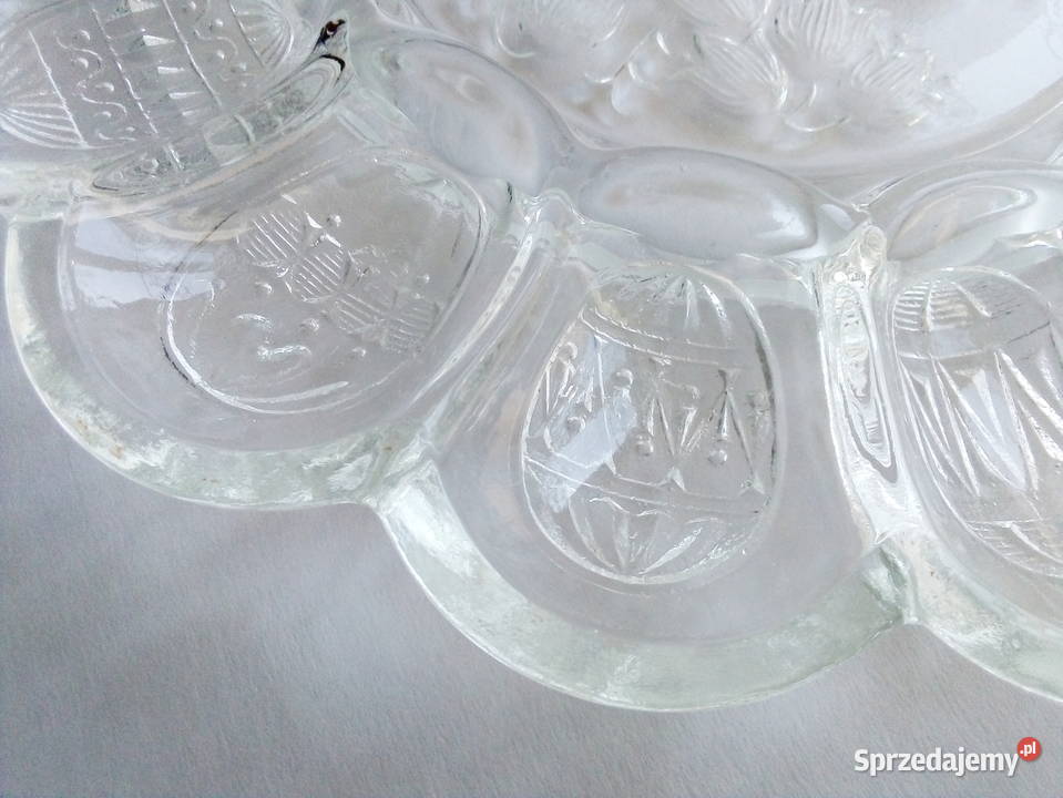 szklana patera na jajka Ząbkowice vintage PRL Częstochowa