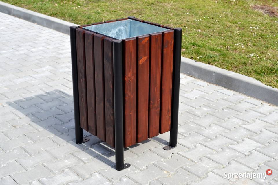 Kosz na śmieci stalowo drewniany W116 rura Zalesie