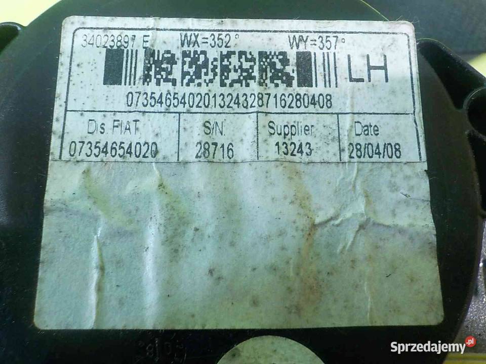 FIAT 500 14 B 08r HB 3D pas bezpieczenstwa lewy osobowe