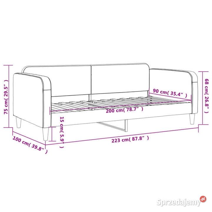Sofa z funkcją spania kremowe obita tkaniną Warszawa