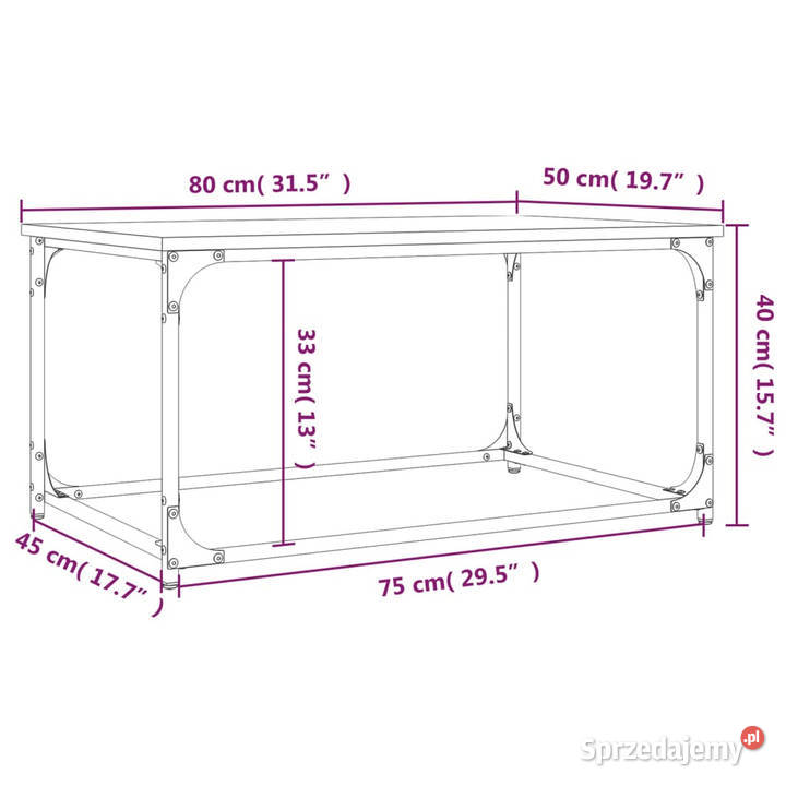 Stolik kawowy brązowy dąb 80x50x40 WM823296 Warszawa