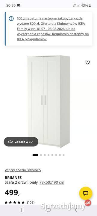 Łóżko rozkładane Hemnes plus szafa 2 drzwiowa Wrocław