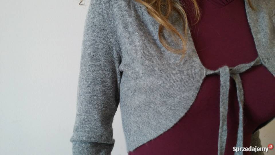 Sweter krótki z angory zawiazywany śląskie Częstochowa sprzedam