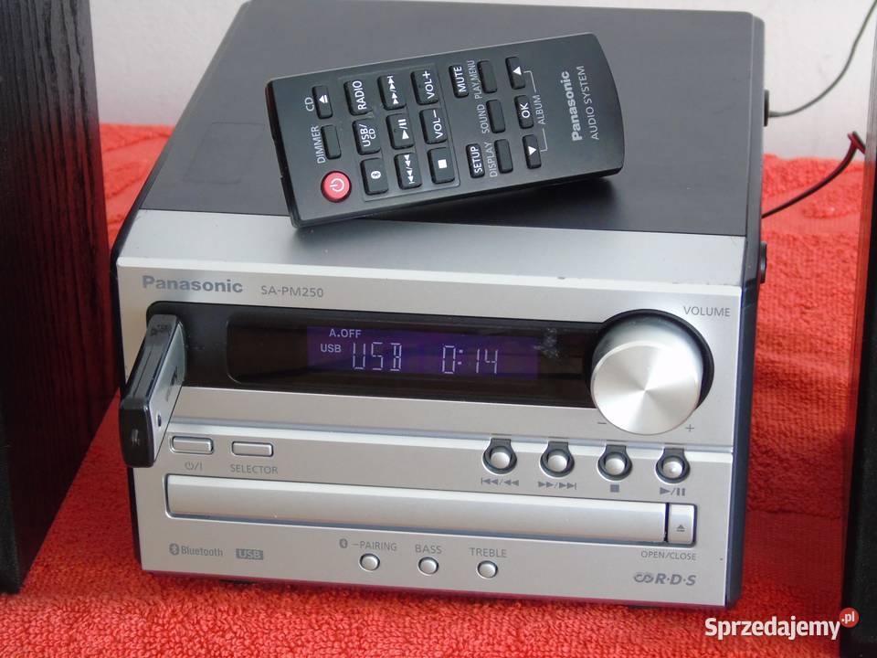 Wieża Panasonic SAPM250 pilot USB mp3 BT CD kol podkarpackie Jasło