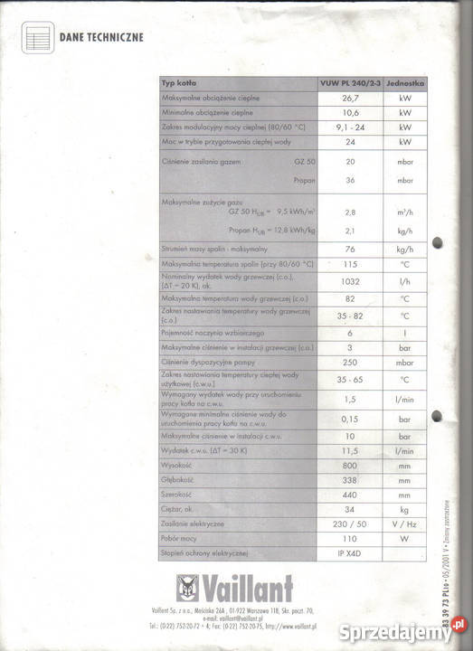 Piec C O Vaillant dwufunkcyjny Kraków