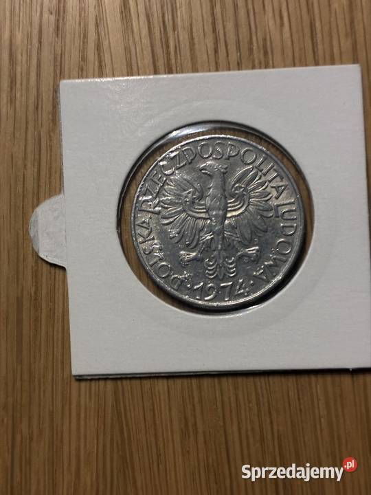 Moneta 5 zl rybak 1974 Trawka Puławy