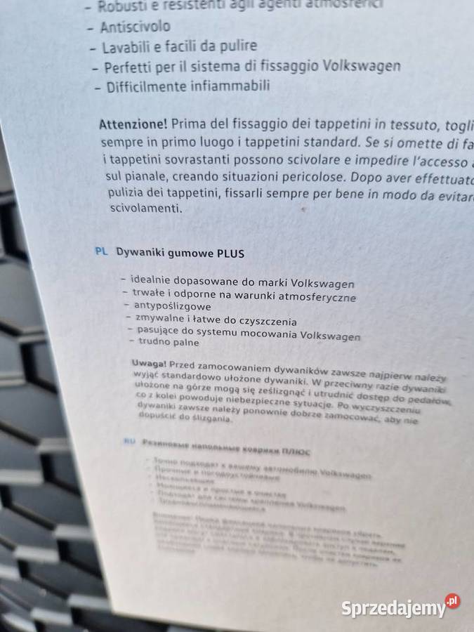 Nowe orginalne dywaniki gumowe Vw Touran Przymiłowice