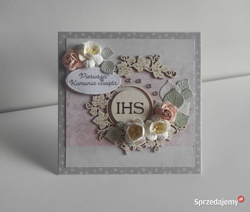Kartka w pudełku ręcznie robiona na Komunię Łódź