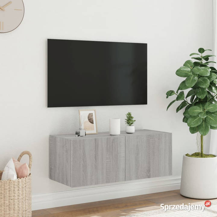 Ścienna szafka TV z LED szary dąb sonoma Warszawa sprzedam