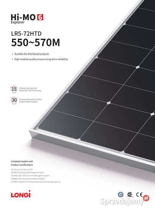 Panele Fotowoltaiczne Longi Solar 570W Lublin