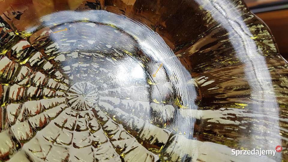 Talerzyk Cora Ząbkowice kolorowe szkło PRL Dąbrowa Górnicza