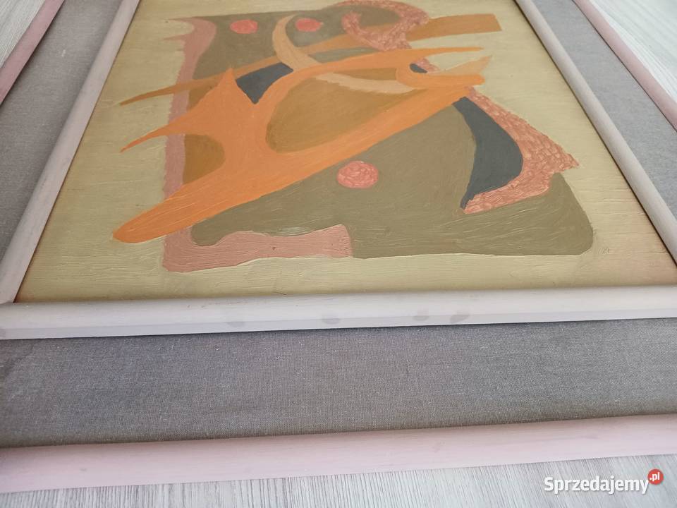Stary obraz abstrakcja 37x37 1994 r Malarstwo Kraków