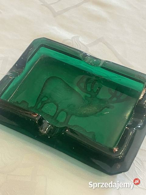 Popielniczka myśliwska zielone szkło małopolskie Kraków