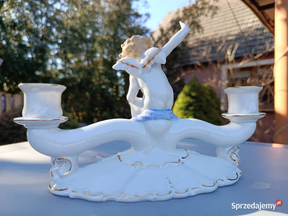 Świecznik porcelanowy sygnowany lubuskie Klenica sprzedam