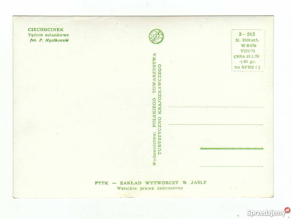 CIECHOCINEK TĘŻNIE SOLANKOWE POCZTÓWKA CZARNO świętokrzyskie Krynki
