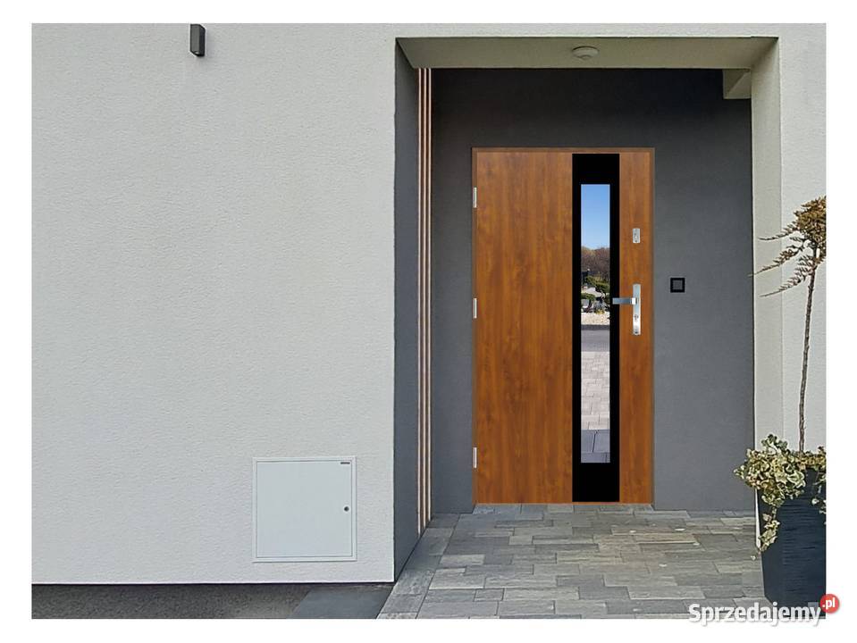 Drzwi wejściowe do domu GI03 INOX Złoty Dąb 90 Ciemniewo