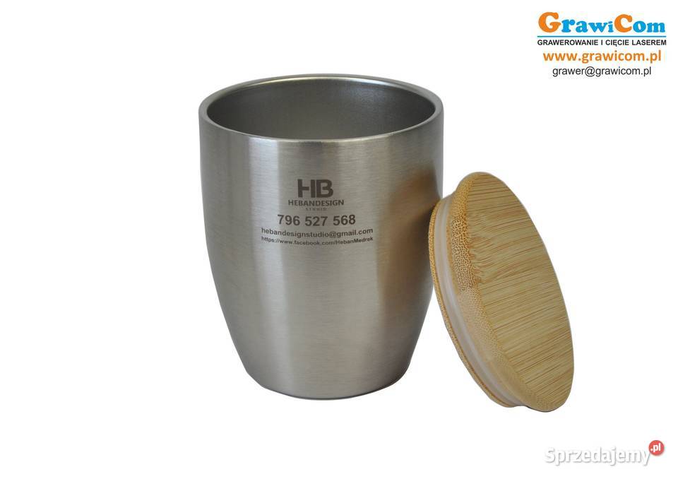 Kubek z pokrywką 280 ml logo grawer 5 Leżajsk