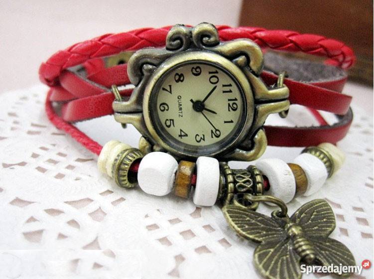 Zegarek z motylkiem retro styl vintage skórzany śląskie Pyskowice