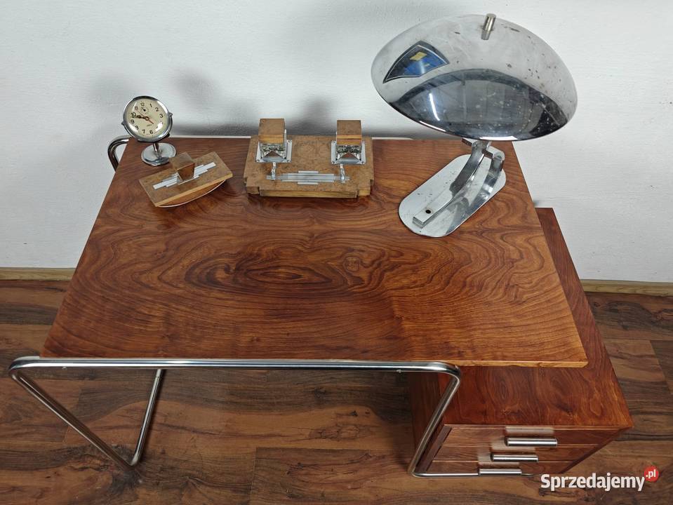 Biurko Bauhaus Art Deco Chrom Czereśnia Kraków