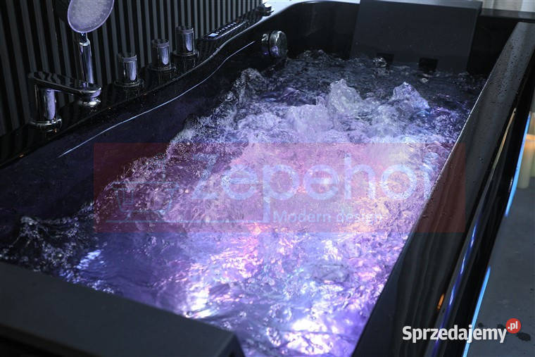 Czarna wanna z hydromasażem EB7066 prostokątna Grabówka