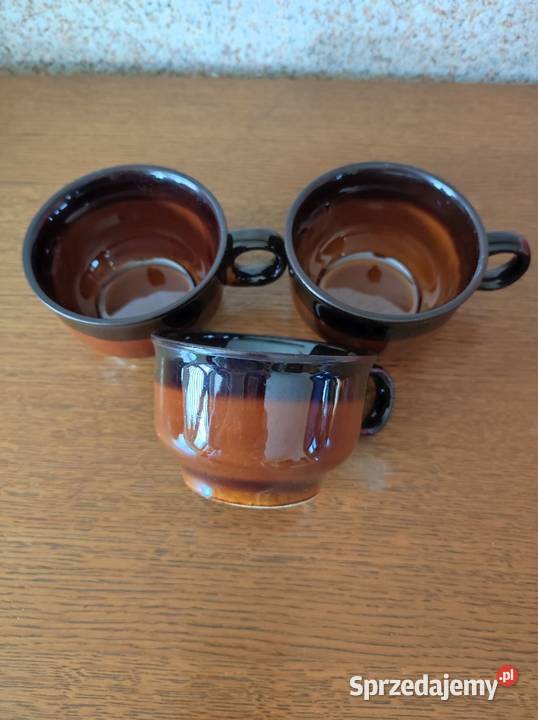 retro vintage antyk prl filiżanki Niewiedzielski beżowy sprzedam