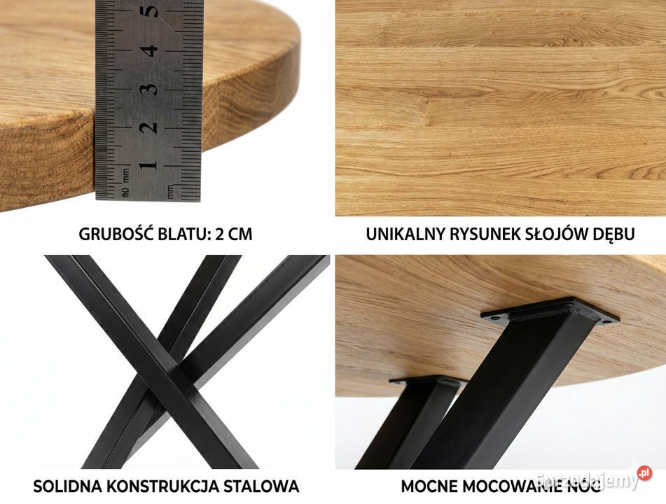 Unikalny stolik kawowy blat dębowy ręcznie