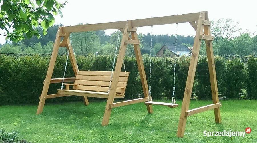 Huśtawka ogrodowa z drewna drewno