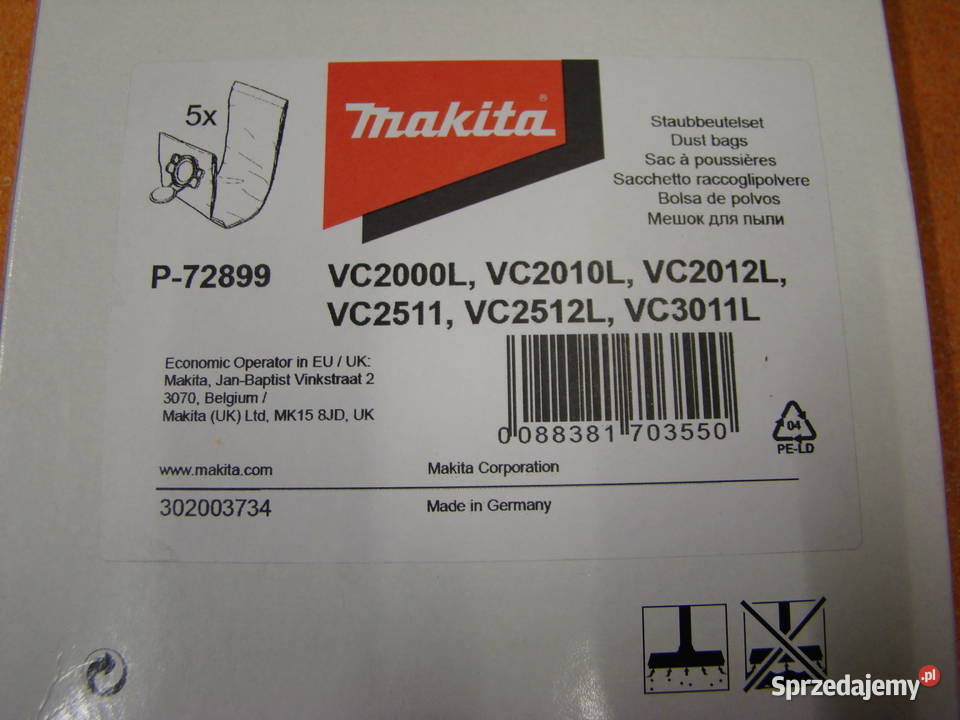 Worek flizelinowy na pył MAKITA do VC 2000 L VC Bielsko-Biała sprzedam