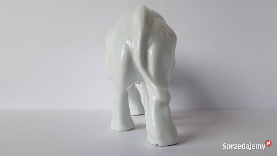 Sygnowana porcelanowa figurka Słonia Słoń Dąbrowa Górnicza