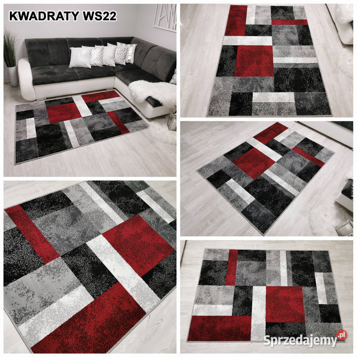 DYWAN 140X200 IDEA KWADRATY WS22 GĘSTY WŁOS Dywany Białystok