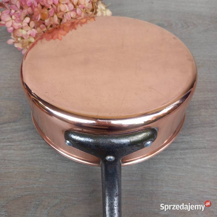 Duża miedziana głęboka patelnia poj 25 litra Patelnie i woki Warszawa