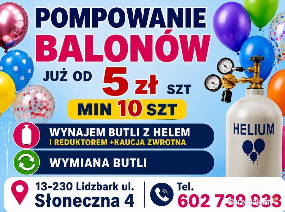 Pompowanie balonów helem warmińsko-mazurskie