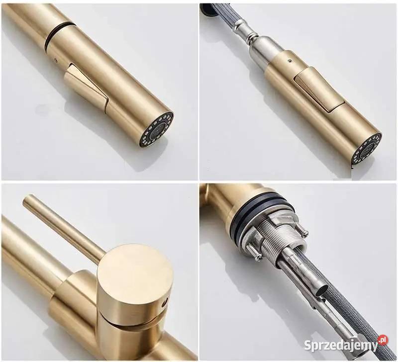 Bateria kuchenna z wylewką 1 złota szczotkowana śląskie