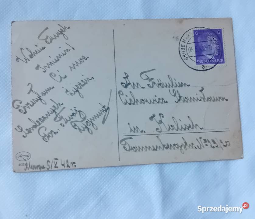 Pocztówka urodzinowa z różami III Rzesza 1942 r Koźminek